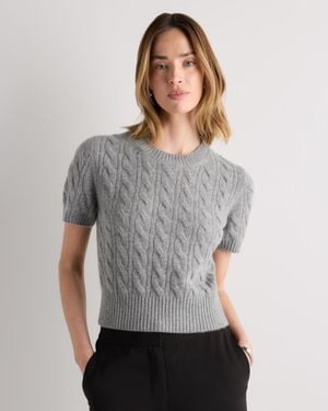 Quince Mongolian Cashmere Shrunken Cable Tee - Gray