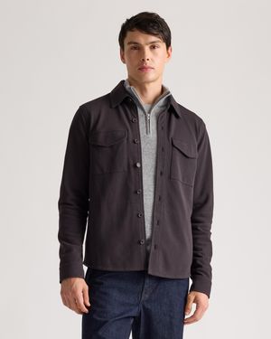 Quince Cotton Pique Knit Overshirt, Organic Cotton - Blue