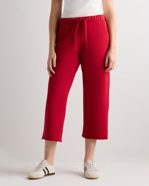 Quince Organic French Terry Cropped Wide Leg Pants, Organic Cotton - Red
