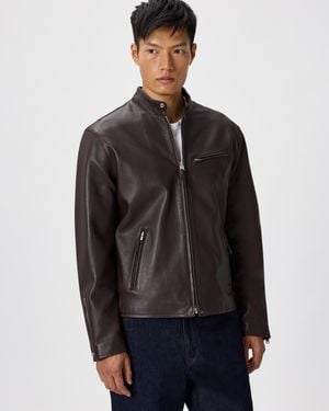 Quince Café Racer Jacket, Leather - Black