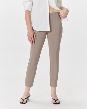 Quince Ultra-Stretch Ponte Pintuck Ankle Pants, Rayon - White