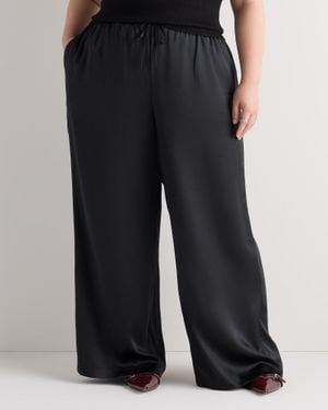 Quince Drawstring Wide Leg Pants, Silk - Black