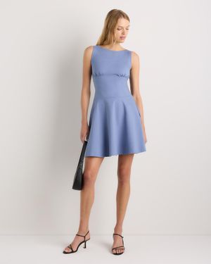 Quince Organic Stretch Jersey Drop Waist Mini Dress, Cotton - Blue