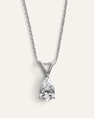 Quince 14K Lab Grown Diamond Pear Solitaire Necklace 1Ctw - White