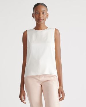 Quince Washable Stretch Silk Shell Tank Top, Mulberry Silk - White