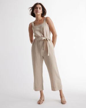 Quince 100% European Linen Square Neck Jumpsuit - Natural