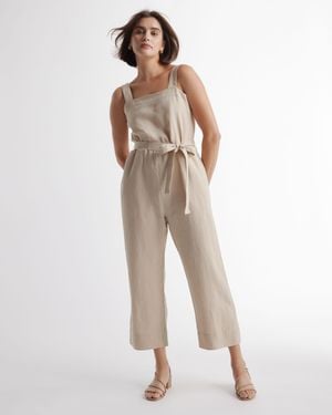 Quince 100% European Linen Square Neck Jumpsuit - Natural