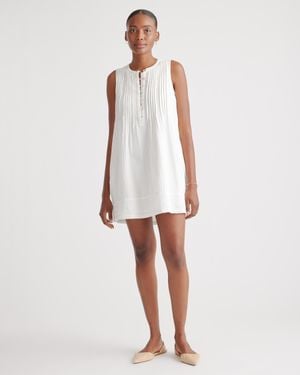 Quince Gauze Sleeveless Swing Dress, Organic Cotton - White