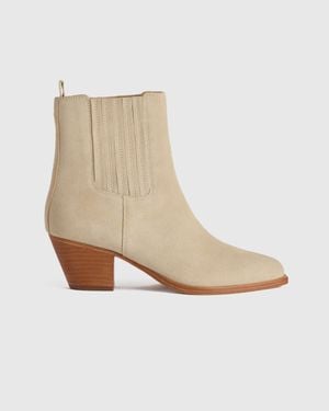 Quince Italian Leather Western Chelsea Ankle Boot - White