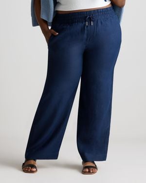 Quince 100% European Linen Wide Leg Pants - Blue