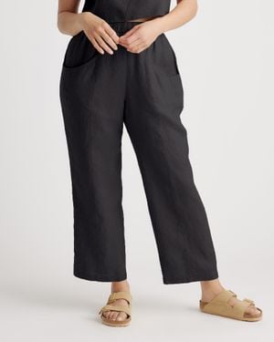 Quince 100% European Linen Tapered Ankle Pants - Blue