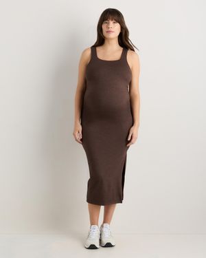 Quince Ultra-Soft Maternity Midi Dress, Bamboo Viscose - Brown