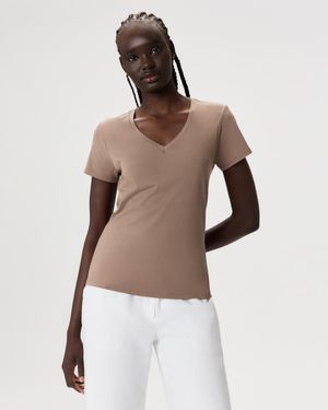 Quince Cotton Modal V-Neck Tee, Cotton/Modal - Natural