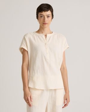 Quince Gauze Roll Sleeve Shirt, Organic Cotton - Natural