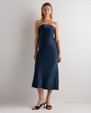 Quince Strapless Midi Dress, Mulberry Silk - Blue