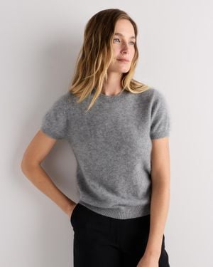 Quince Brushed Cashmere Tee - Gray