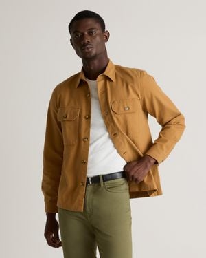 Quince Double-Brushed Stretch Overshirt Jacket, Organic Cotton - Blue