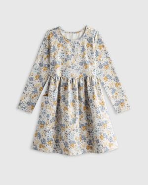 Quince Long Sleeve Fit And Flare Pocket Dress, Organic Cotton - White