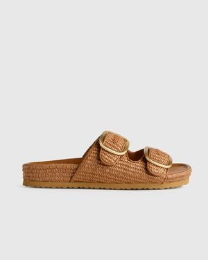 Quince Raffia Double Buckle Sandal - Brown