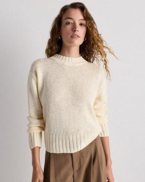 Quince Cotton Linen Relaxed Crew Sweater - Natural