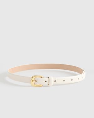 Quince Sofia European Leather Skinny Belt - White