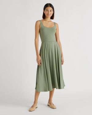 Quince Tencel Jersey Fit & Flare Dress - Green