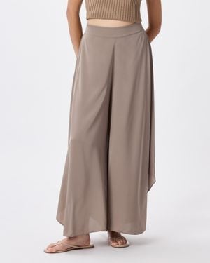 Quince Washable Stretch Silk Palazzo Pants, Mulberry Silk - Brown