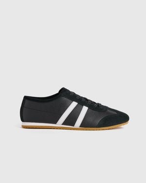 Quince Italian Leather & Suede Low Profile Sneaker - Black