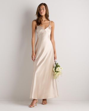 Quince Bianca Stretch Satin Dress, Recycled Polyester - Natural