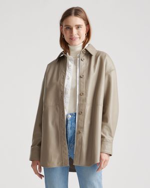 Quince Shirt Jacket, Leather - Brown