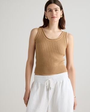 Quince Waffle Cropped Sweater Tank Top, Organic Cotton - Blue