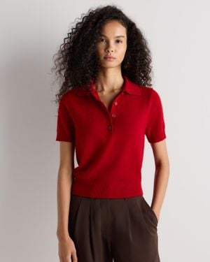 Quince Mongolian Cashmere Short Sleeve Polo - Red