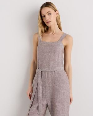 Quince 100% European Linen Square Neck Jumpsuit - Purple