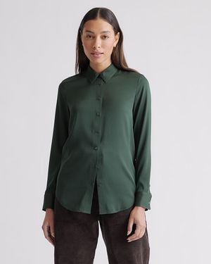Quince Washable Stretch Silk Blouse - Green