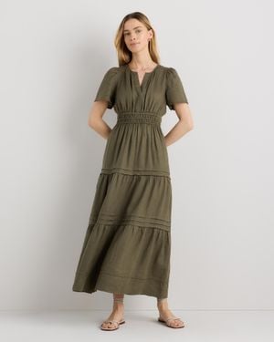 Quince 100% European Linen Tiered Maxi Dress - Green