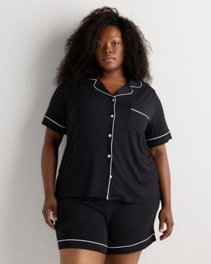 Quince Bamboo Jersey Short Sleeve Pajama Set - Black