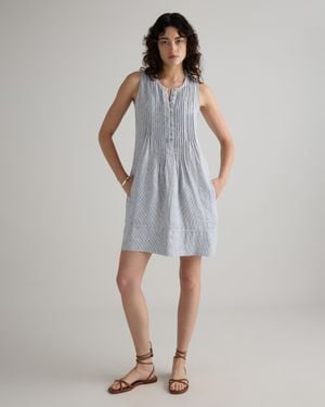 Quince 100% European Linen Sleeveless Swing Dress - White