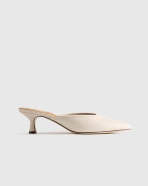 Quince Italian Leather 55Mm Kitten Heel Mule - White