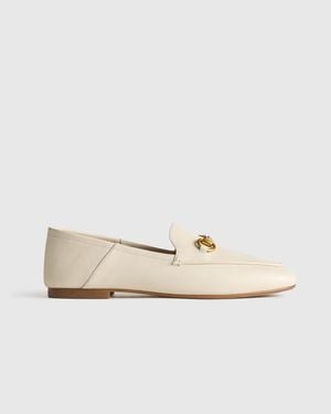 Quince Italian Leather Collapsible-Heel Horsebit Loafer - Natural