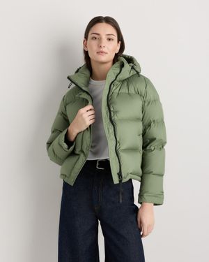 Quince Responsible Down Cropped Puffer Jacket, Recycled Polyester - Green