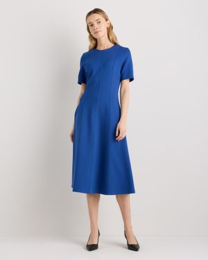 Quince Ultra-Stretch Ponte Short Sleeve Midi Dress, Rayon - Blue
