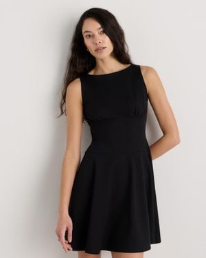 Quince Organic Stretch Jersey Drop Waist Mini Dress, Cotton - Black