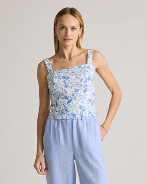 Quince 100% European Linen Fitted Tank Top - Blue