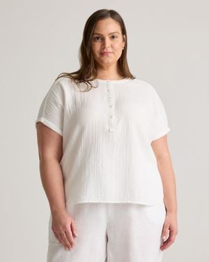 Quince Gauze Roll Sleeve Shirt, Organic Cotton - White