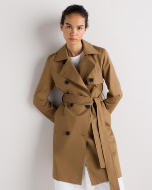 Quince Comfort Stretch Trench Coat, Organic Cotton - Brown
