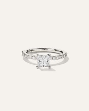 Quince Lab Grown Diamond Princess Petite Pave Engagement Ring 1Ct - Natural