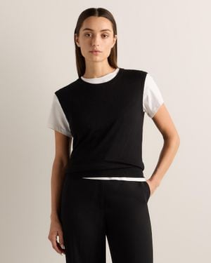 Quince Lightweight Cotton Cashmere Sweater Tank Top - Black