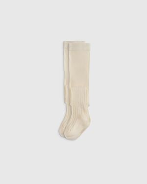 Quince Rib Tights, Organic Cotton - White