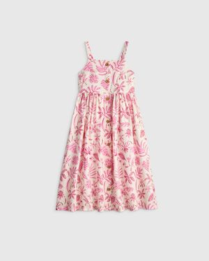 Quince Girls Sleeveless 100% Linen Dress - Pink
