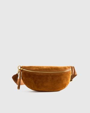 Quince Italian Suede Sling Bag, Suede Leather - Brown